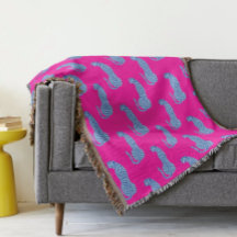 Roze & Blauw Modern Oerwoud Cheetah Gooi Deken