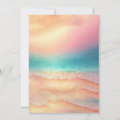 Roze Blauw Ocean Beach Waterverf Elegante Zomer Save The Date (Achterkant)