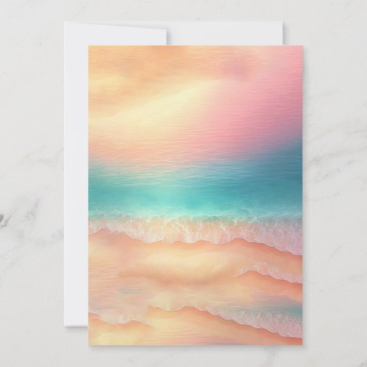 Roze Blauw Ocean Beach Waterverf Elegante Zomer Save The Date (Achterkant)