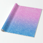 Roze Blauw Ombre Glitter Baby Geslacht Onthullen Cadeaupapier (Uitgerold)