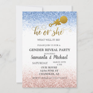 Roze Blauw Ombre Glitters Gouden Geslacht Reveal F Kaart