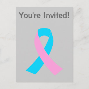 Roze & Blauw - Onvruchtbaarheid Bewustzijnslint Uitnodiging Briefkaart