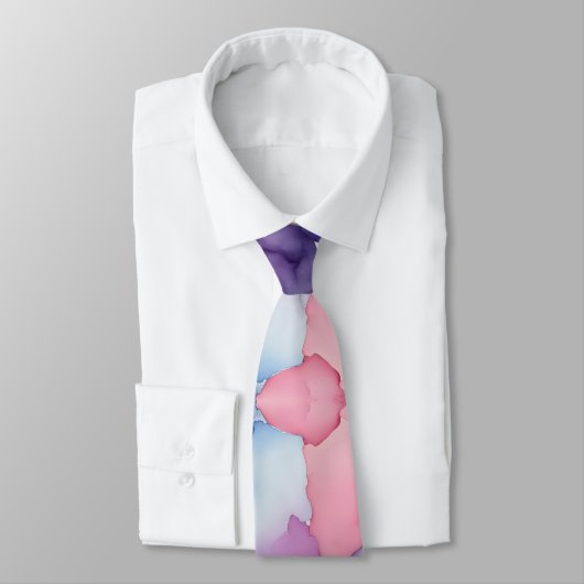 Roze Blauw Paarse Waterverf verf Fusion splash ar Stropdas (Gebonden)