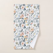 Roze Blauw Perzik Pastel Waterverf Bloemencadeau Bad Handdoek (Handdoek)