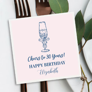 Roze & Blauw Proost op 30 jaar Verjaardag Servette Servet
