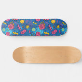 Roze Blauw Retro Y2K Checker Design Skateboard (Horizontaal)