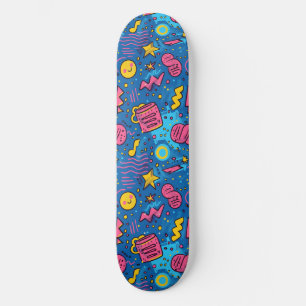 Roze Blauw Retro Y2K Checker Design Skateboard