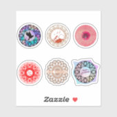 Roze Blauw Rood Mandala's 6-Pack Sticker (Vel)