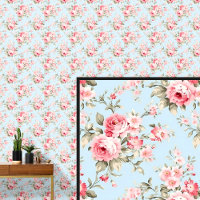 Roze Blauw Roos Bloemen Shabby Chic