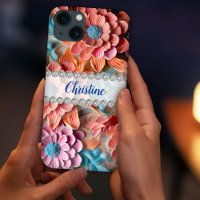Roze, blauw, roze & zalm, diamanten frame op maat