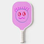 Roze Blauw Schattige Gezicht Pickleball Paddle (Voorkant)