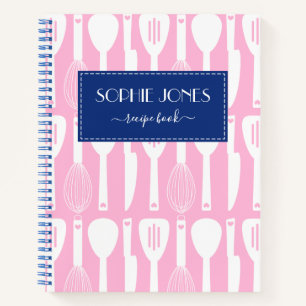Roze Blauw Schattige Keukengerei Patroon Notitieboek