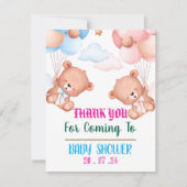 Roze Blauw Schattigee Waterverf Bedankkaart (Voorkant)