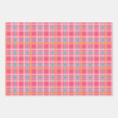 Roze & Blauw Tartaar plaid zomer set van 3 Inpakpapier Vel (Voorkant)
