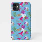 Roze Blauw Tropische Kolibrie Patterned Case-Mate iPhone Case (Achterkant)
