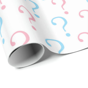 Roze blauw Vragenmerk gender openbaren Cadeaupapier