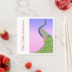 Roze Blauw Vrijgezellenfeest Peacock thema Servet