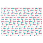 Roze & Blauw Vrolijke Kerstbomen Wit Tafelkleed (Voorkant (Horizontaal))