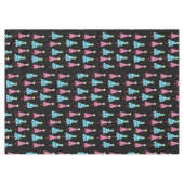 Roze & Blauw Vrolijke Kerstbomen Zwart Tafelkleed (Voorkant (Horizontaal))