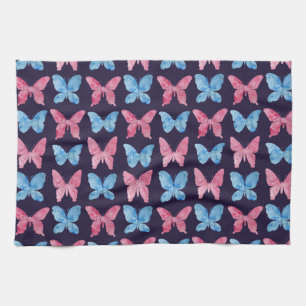 Roze blauw Waterverf schilderpatroon Theedoek