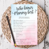 Roze & Blauw Wie kent mama douche papier spel Kaar Flyer