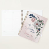 roze blauw wit bloemmotief groen bruiloft planner (Display)