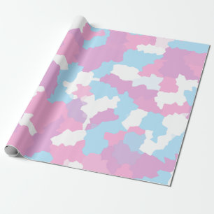 Roze Blauw Wit Camo Abstract Cadeaupapier