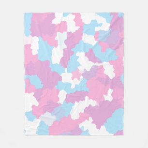 Roze Blauw Wit Camo Abstract Fleece Deken