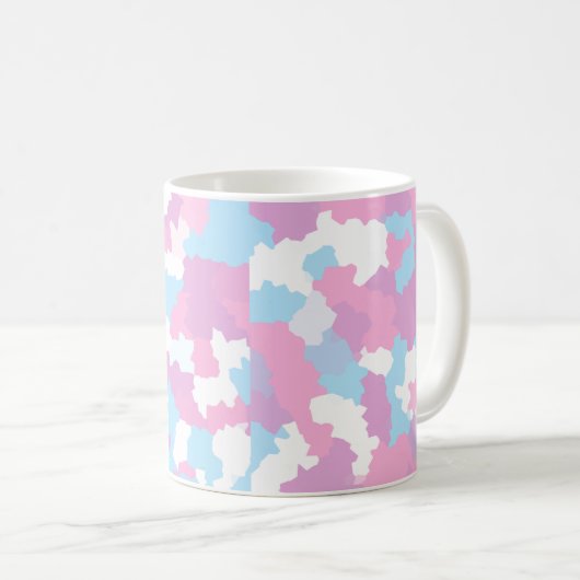 Roze Blauw Wit Camo Abstract Koffiemok (Voorkant rechts)
