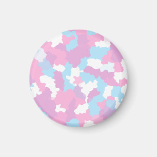 Roze Blauw Wit Camo Abstract Magneet