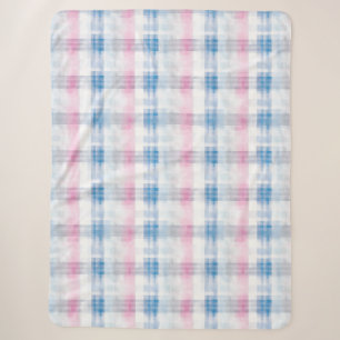 Roze Blauw Wit Geruit Strepen Sherpa Deken