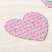 Roze Blauw Witte Art Deco Patroon Valentijnshart Kartonnen Onderzetters (Gekanteld)