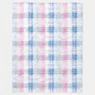 Roze Blauw Witte Geruite Strepen Fleece Deken