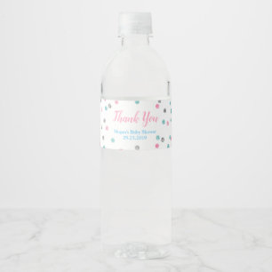 Roze Blauw Zilver Baby shower Waterflesetiket Waterfles Etiket
