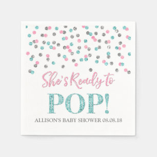 Roze Blauw Zilveren Stippen Ze is klaar om te Popp Servet