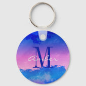 Roze Blauwe Abstracte Zonnezee - Aangepast Sleutelhanger (Voorkant)