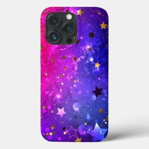 Roze Blauwe Achtergrond Glanzend iPhone 13 Pro Hoesje