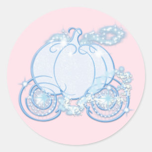 Roze & Blauwe Asinderella Prinses Koets Feest Ronde Sticker