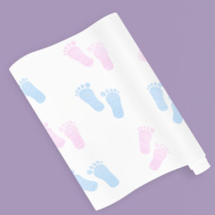 Roze Blauwe Baby Voeten Voet Print Geslacht onthul Cadeaupapier