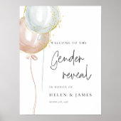 Roze & Blauwe Ballon Geslacht onthullen baby showe Poster (Voorkant)