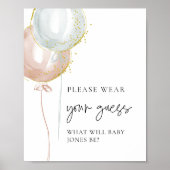 Roze & Blauwe Ballon Geslacht onthullen Draag uw g Poster (Voorkant)