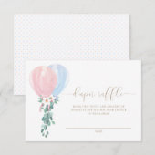 Roze Blauwe Ballon Luier Raffel Ticket Kaart (Voorkant / Achterkant)