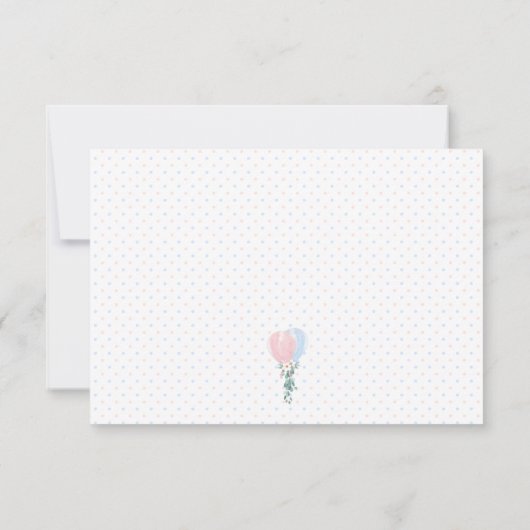 Roze Blauwe Ballonnen Baby shower Fijner Details K Kaart (Achterkant)