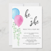 Roze Blauwe Ballonnen Geslacht onthullen Kaart (Voorkant)