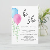 Roze Blauwe Ballonnen Geslacht onthullen Kaart (Staand voorkant)