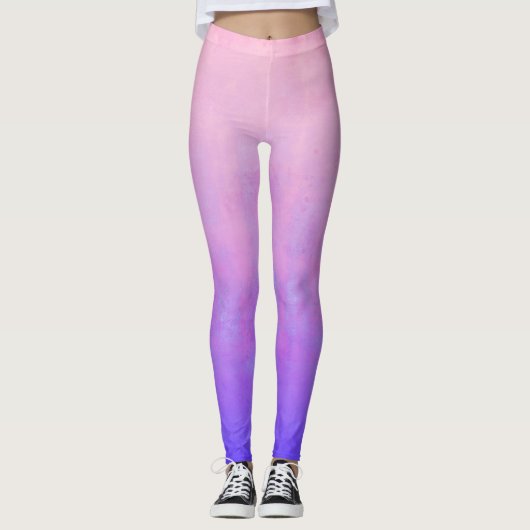 Roze blauwe bijtende ombre leggings (Voorkant)