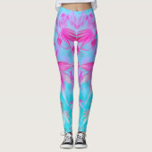 roze blauwe blad leggings (Voorkant)