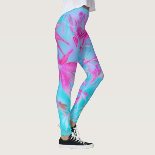 roze blauwe blad leggings (Rechts)