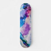 Roze blauwe Blauwgroen Abstracte Waterverf Skateboard (Voorkant)