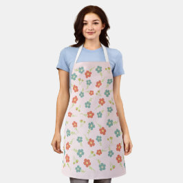 Roze & Blauwe Bloem Schort – Frisse Bloemenstijl